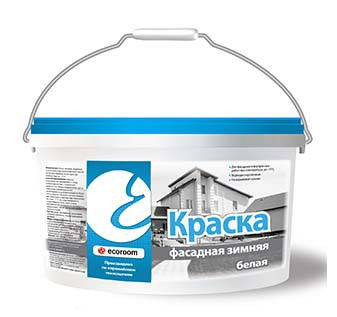 Краска фасадная зимняя белая ECOROOM (1,4 кг; 3 кг; 7 кг;14 кг; 45 кг)